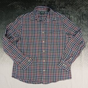 Lauren Ralph Lauren Button Up Long Sleeve‎ Plaid Design Stretch Fabric Sz Medium